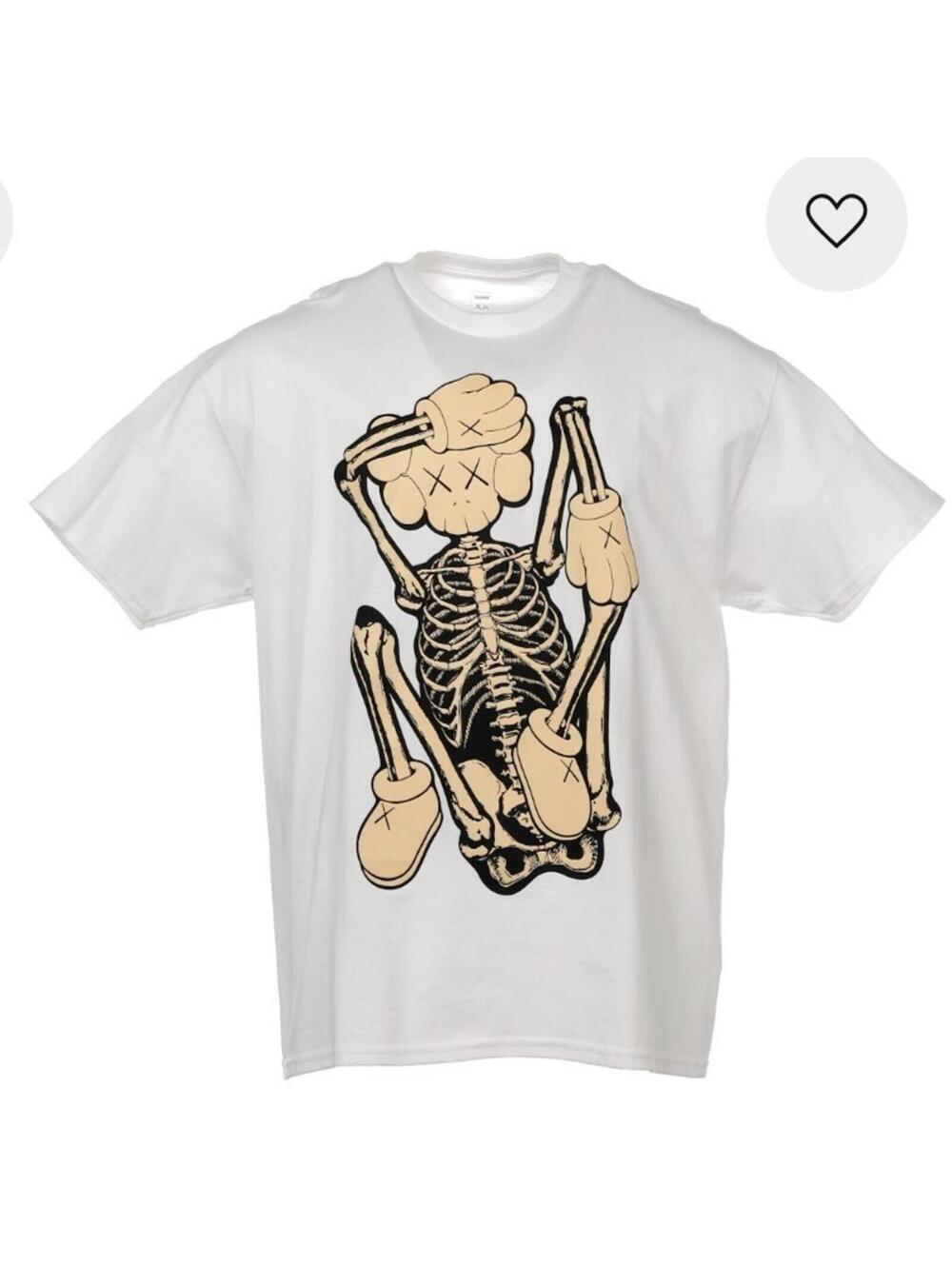 KAWS Skeleton NEW FICTION Bone Graphic Cotton T-Shirt Men X-Large